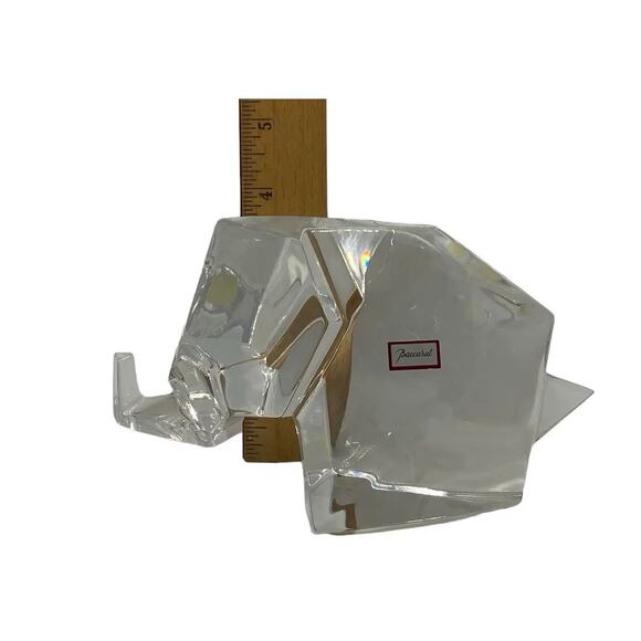 Late 20th Century Baccarat Crystal Large Orgami Elephant Figurine Red Box - Picture 11 of 13